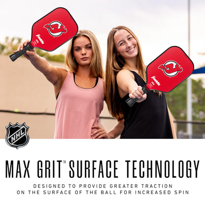 Franklin Sports NHL New Jersey Devils Pickleball Paddle - Official NHL Team Rackets - USAP (USAPA) Approved Premium Quality Pickleball Paddles - Authentic Team Logos + Colors