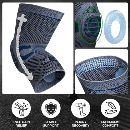 NEENCA Professional Knee Brace for Pain Relief, Medical Knee Compression Sleeve, Knee Support with Horizontal Knit Tech for Meniscus Tear, ACL, Arthritis, Joint Pain, Runner, Workout