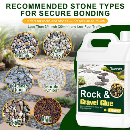 Teexpert 1 Gallon Rock Glue for Landscaping – Strong Pea Gravel Binder & Stone Adhesive for Walkways, Yards, Patios, and Decorative Driveway Edges