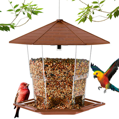 Jealoeur Bird Feeders for Outdoors Hanging Bird Feeder Wild Bird Seed, Brown