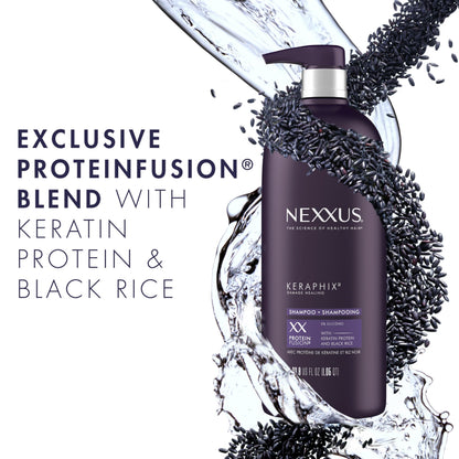 Nexxus Keraphix Shampoo and Conditioner - Damaged Hair Treatment System with Keratin Protein and Black Rice, 2 Count & 3 Repair Masks Treatment, 33.8 oz, 1.5 oz, 3 Count, 5 Count ( Pack of 1)