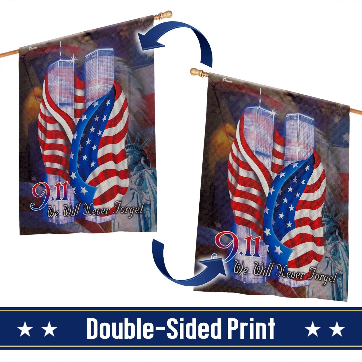 911 Flag, Never Forget Flag - Patriot Decor on September 11 - Prayer Flags, Patriotic Flags USA Flag Twin Towers For Outdoor - Memorial Firefighter Flags on Patriot Day - Double-Sided 30x40 inch Flag