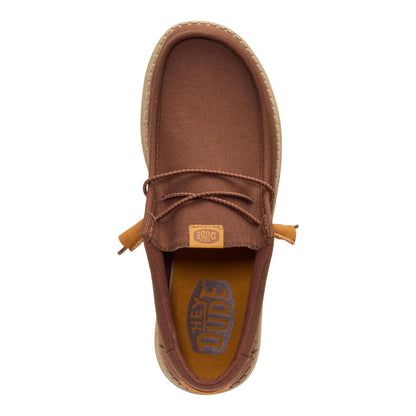 HEYDUDE Men's Wally Canvas Brown Size 11, Men’s Shoes, Slip-on Loafers, Comfortable & Light-Weight