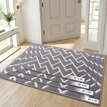 OLANLY Front Door Mat, Non-Slip Rubber Backing, Dirt Resistant and Absorbent, Washable, Easy to Clean Low-Profile Indoor Doormat for Back Door, Entryway, Inside Entrance, 32x20, Grey