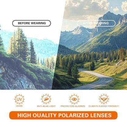 suoso Sports Polarized Sunglasses for Men: TR90 UV400 Protection Sun Glasses Womens Wrap Around Goggles for Drving Fishing Blue