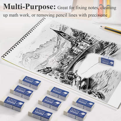 Realzeva White Eraser, 8-Pack Bulk Erasers for Classroom,White Erasers for School, Classroom Must Haves & Back to School Supplies Eraser, Latex-Free & No Crumbling, Gomas De Borrar Escolares.