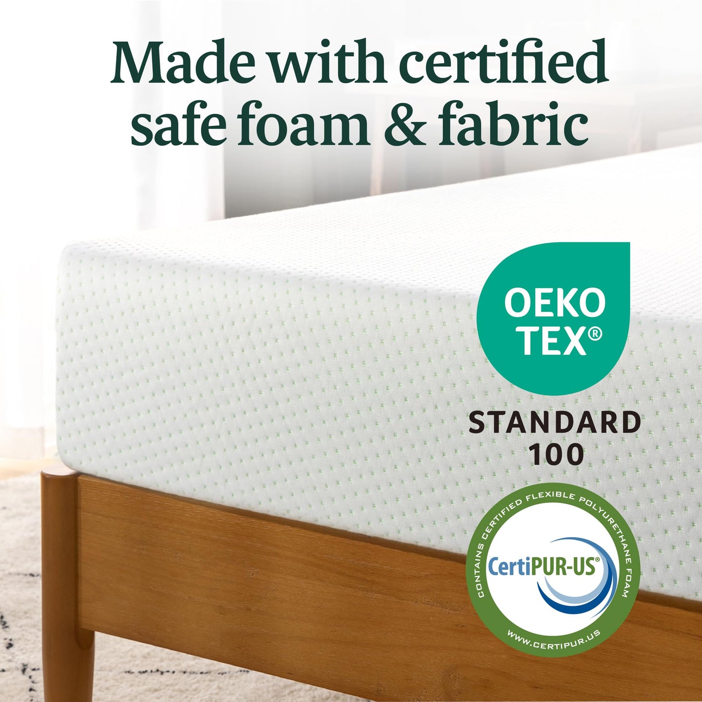 Zinus 6 Inch Full Green Tea Memory Foam Mattress [New Version], Fiberglass Free, Medium Firm Feel, Zoned Pressure Relief, Certified Safe Foams & Fabric, Mattress in A Box