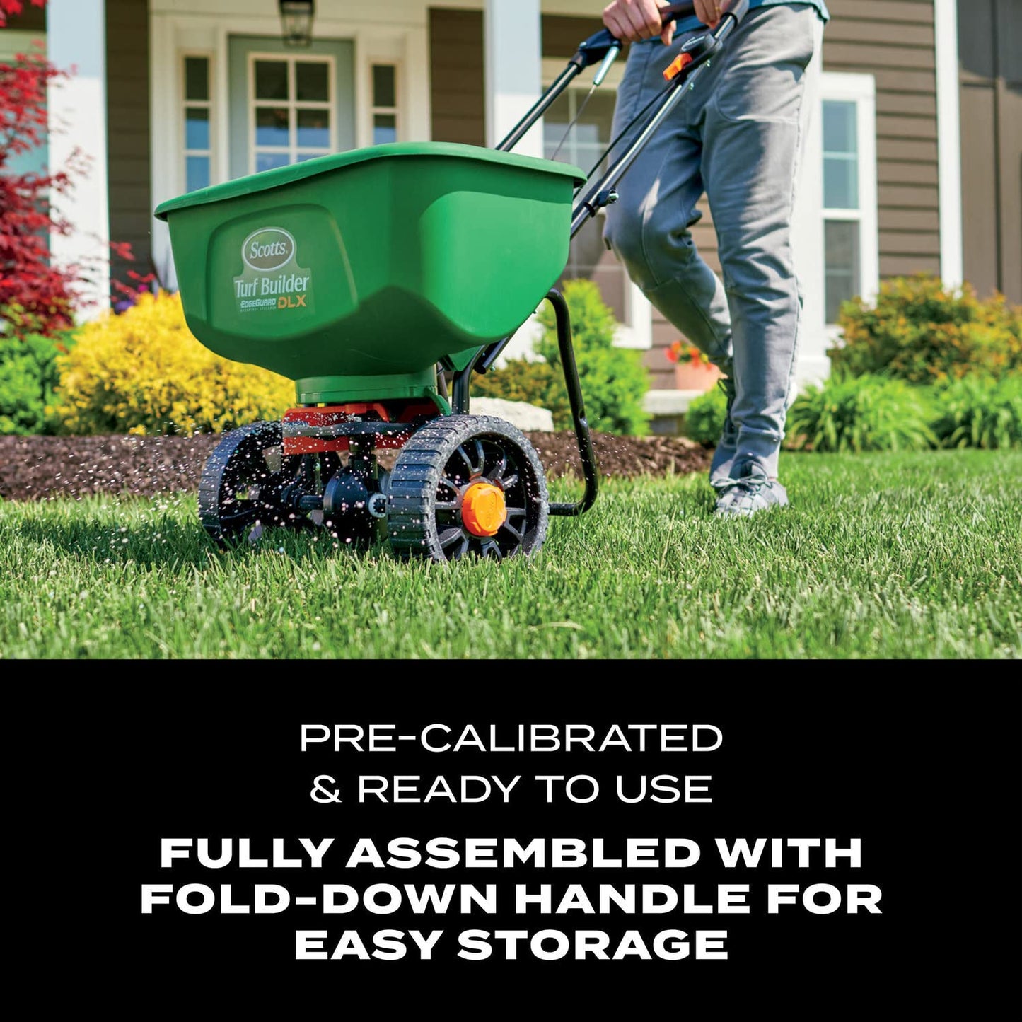Scotts Turf Builder EdgeGuard DLX Broadcast Spreader for Seed, Fertilizer, Salt, Ice Melt, Holds up to 15,000 sq.ft. Product
