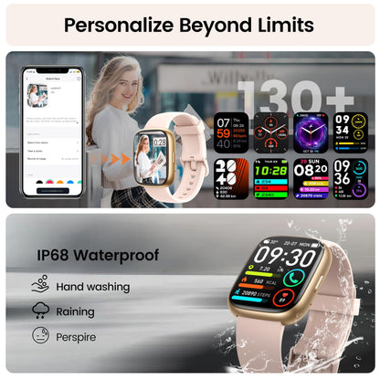 Smart Watch with Alexa Built-in, 1.83" HD Touchscreen Fitness Tracker with Bluetooth Calling, Fitness Watch with Heart Rate/Sleep Monitor/120+ Sports, IP68 Waterproof Smartwatch for Android iOS, Pink