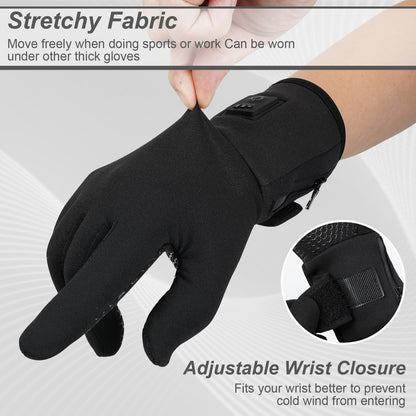 V.Step Heated Gloves for Men Rechargeable Women, Heated Glove Liners Battery Electric Hand Warmers for Fishing Motorcycle Ski Work Hunting Arthritis Black Small