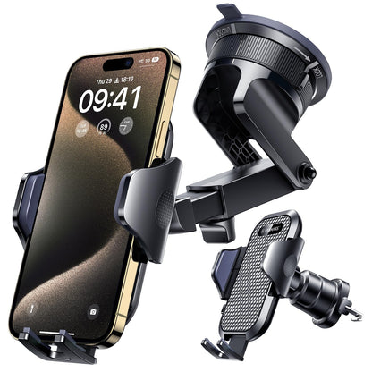 [2026 True Military-Grade] Car Phone Holder VANMASS [Upgraded Strongest Suction & Clip] Cell Phone Mount for Dashboard Windshield Vent Wall,Truck Cradle Stand for iPhone 17 Pro Max 16 15 14 13 Android