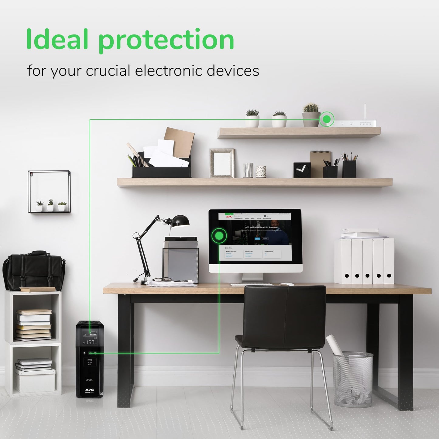 APC UPS Back-UPS Pro 1500VA Sinewave UPS, 900W Battery Backup & Surge Protector, AVR, 10 Outlets, LCD, USB-C & USB-A Charging Ports, BR1500MS2 Uninterruptible Power Supply for Computers, Electronics