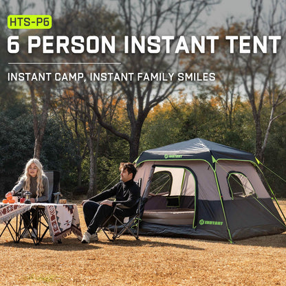 HINSTANT 4/6/8 Person Instant Tent, Waterproof Pop Up Tents for Camping with Rainfly, 60 Seconds Easy Setup, Automatic Cabin Tent for Family Camping with Expandable Carry Bag & Upgraded Ventilation