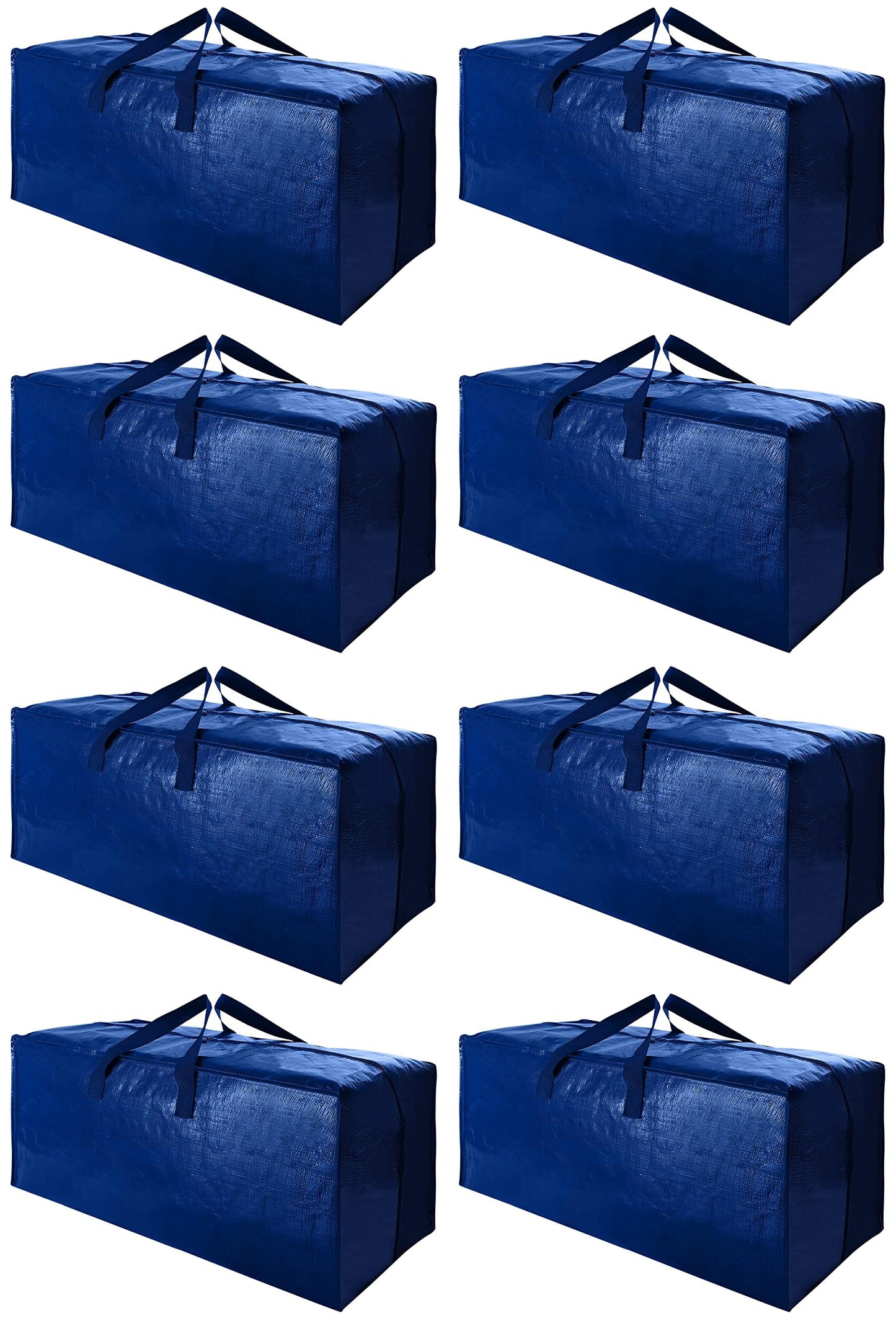 Cosy Family 8 Pack Heavy Duty Extra Large Moving Bags with Backpack Straps - Strong Handles & Zippers, Storage Totes For Space Saving, Fold Flat, Alternative to Moving Box (Set of 8, Blue)