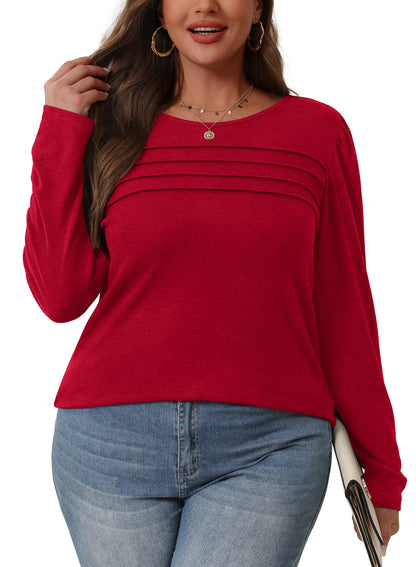 Womens Blouses Dressy Casual Long Sleeve Shirts Plus Size Winter Layering Tunic Tops for Leggings Valentine Shirts Red 3XL