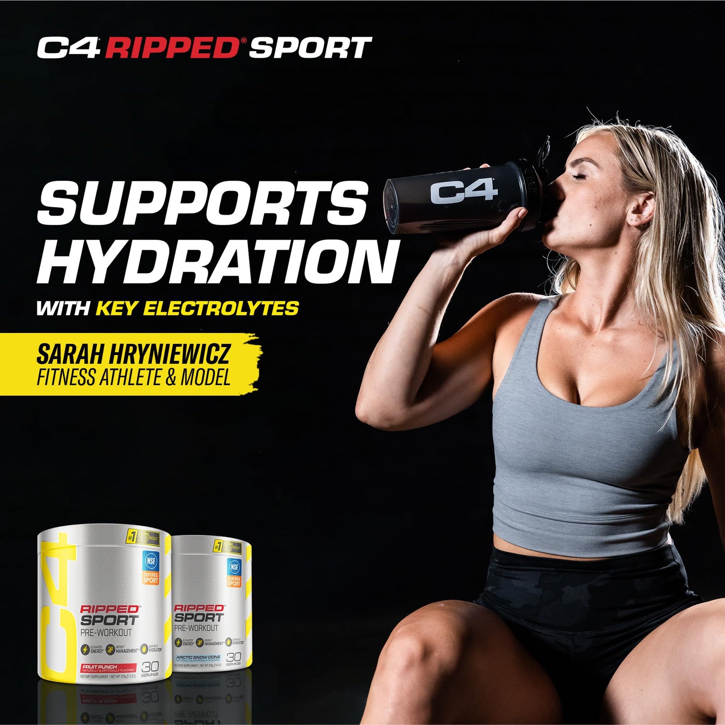 C4 Ripped Sport Pre Workout Powder Fruit Punch - NSF Certified for Sport + Sugar Free Preworkout Energy Supplement for Men & Women - 135mg Caffeine + Weight Loss - 30 Servings