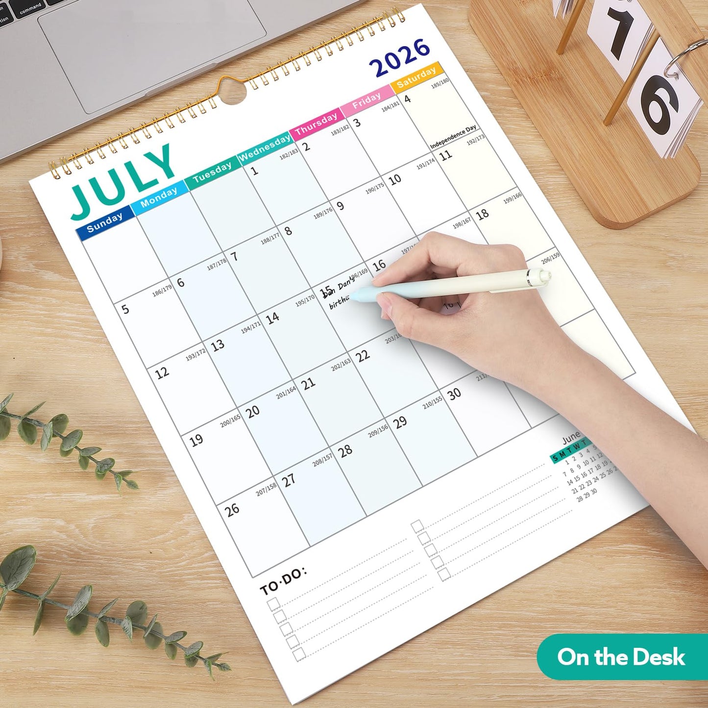 Wall Calendar 2026-2027, 18 Month Calendar from January 2026 to June 2027 14.5" x 11.8" Large Desk Calendar with Twin-Wire Binding for Home Office Planning Personal Organisers, Colorful Block