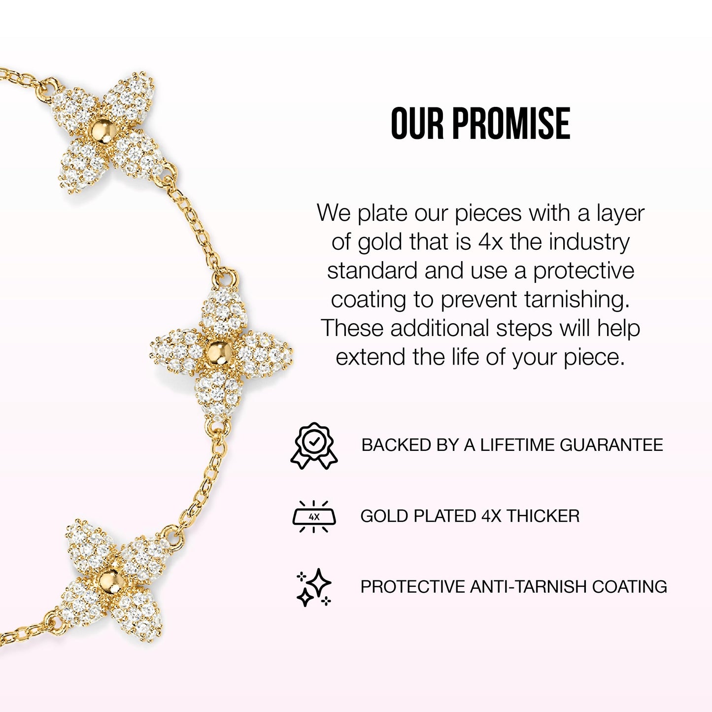 Electric Picks Showstopper Bracelet, 14K Gold Plated Clover Charm Jewelry for Women, Fashion Layering Bracelet, Trendy Gold Bracelets for Everyday Wear