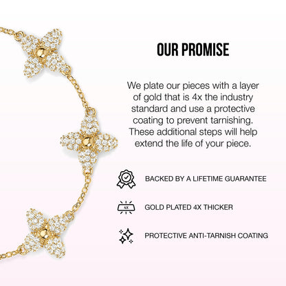 Electric Picks Showstopper Bracelet, 14K Gold Plated Clover Charm Jewelry for Women, Fashion Layering Bracelet, Trendy Gold Bracelets for Everyday Wear
