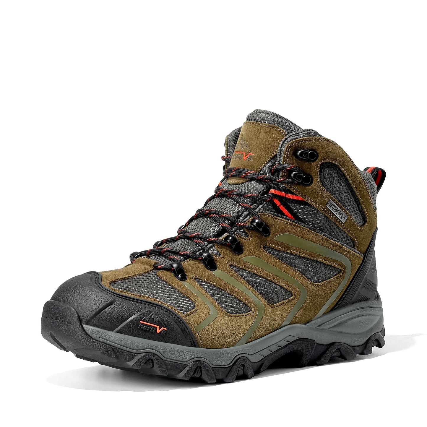 NORTIV 8 Men's Ankle High Waterproof Hiking Boots Outdoor Lightweight Shoes Trekking Trails Armadillo,Size 10.5,OLIVE-SUEDE,160448_M