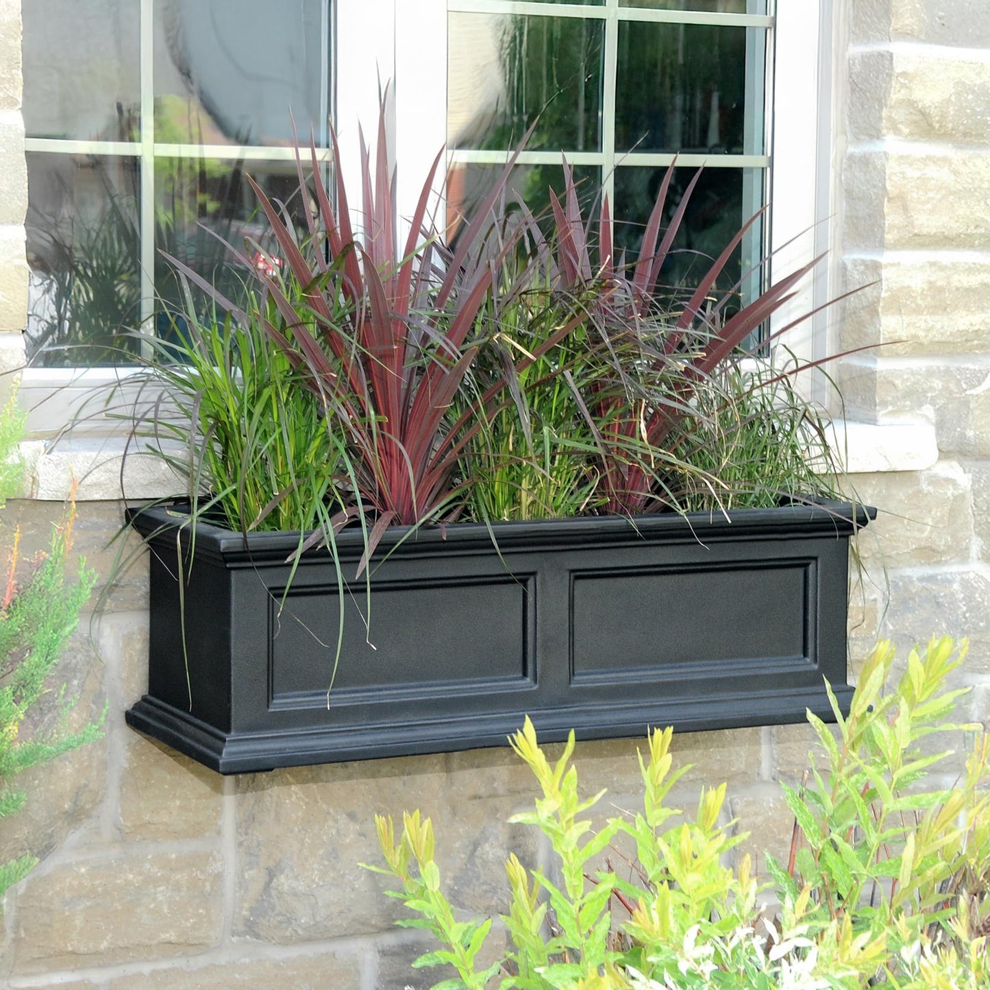 Mayne Fairfield 3-Foot Window Box – Self-Watering, Weather-Resistant Planter for Flowers – Durable Design for Outdoor Use, Perfect for Windows