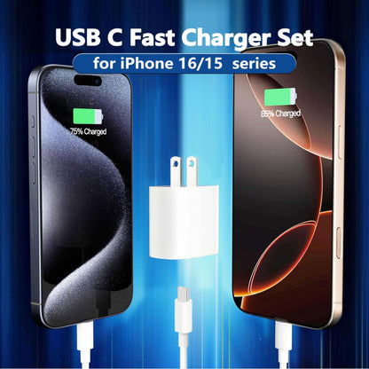 iPhone 15 16 17 Charger, iPhone Charger Fast Charging, USB C Chargers [MFi Certified] for Apple i.Phone iPad Pro/Air/A16/10th/Mini 6 7 A17 Pro, Type C Fast Charging Block & 10ft C to C Cable 1Pack