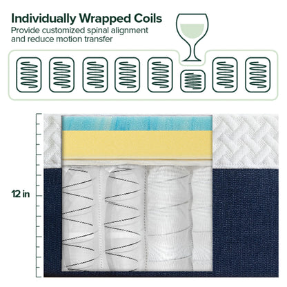 ZINUS 12 Inch Cooling Comfort Hybrid Mattress [New Version], Queen, Fiberglass Free, Medium Firm Feel, Motion Isolation, Certified Safe Foams & Fabric, Mattress in A Box