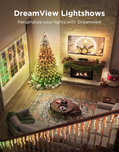 Govee Christmas Sparkle String Lights 99ft, RGBWIC String Lights with 375 Bullet-Head LEDs, App-Controlled, 140+ Scene Modes, Shape Mapping, Music Sync, Works with Alexa, Indoor Holiday Decorations