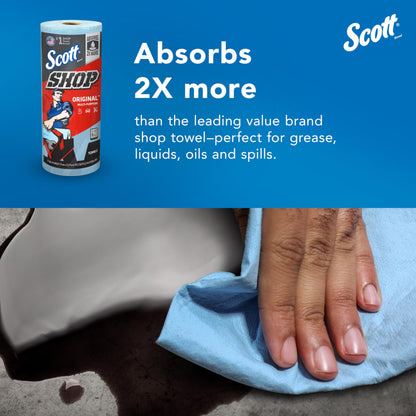Scott® Shop Towels Original™ (55990), Blue Shop Towels, Big Rolls, 4 Packs of 6 Rolls, 11"x9.4" sheets, (60 Towels/Roll, 24 Rolls/Case, 1,440 Towels/Case)