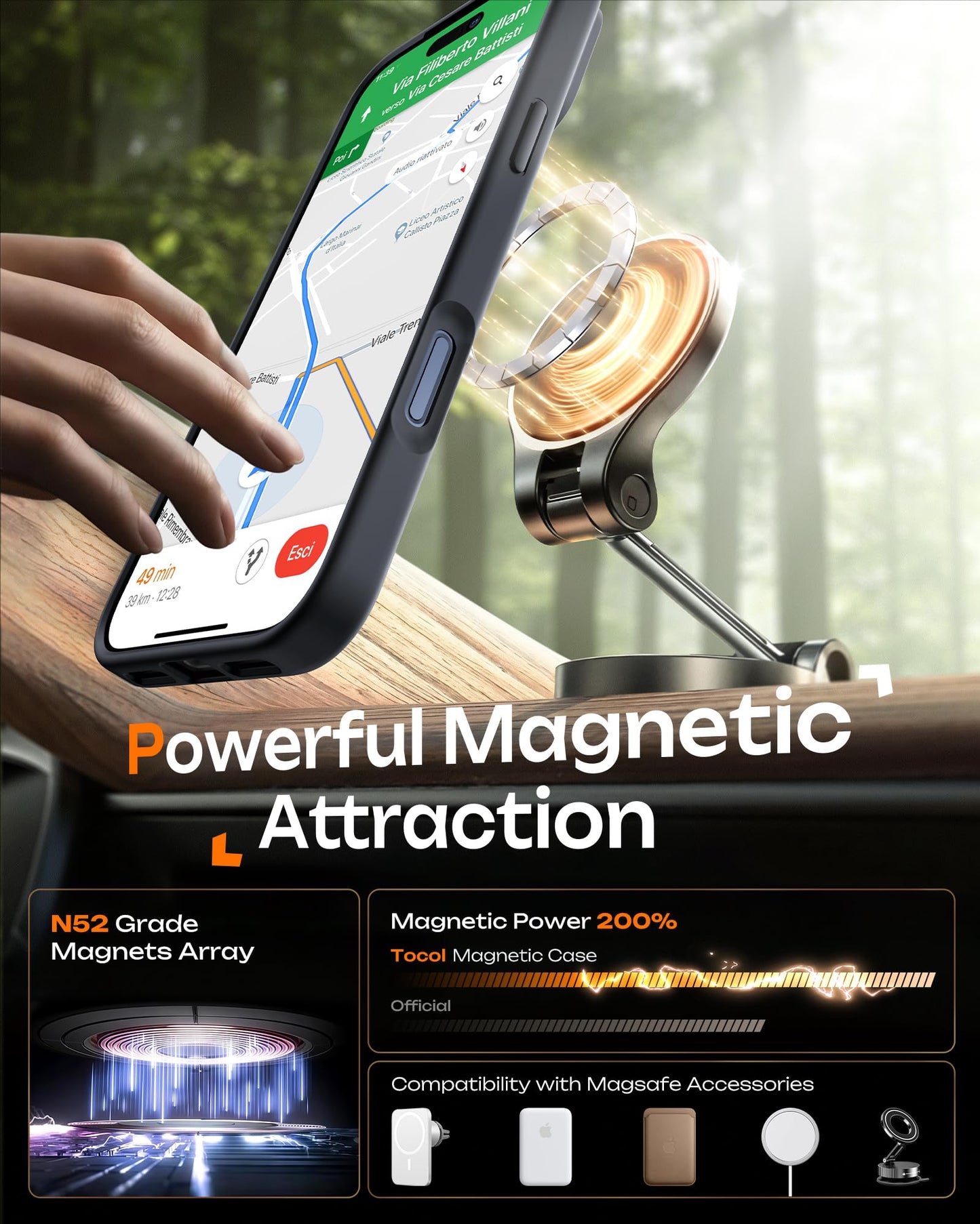 TOCOL for iPhone 17 Pro Max Case, Compatible with Magsafe, Full Camera Protection, Built-in Magnetic Ring, Translucent Matte Phone Case for iPhone 17 Pro Max 6.9 inch (Black)