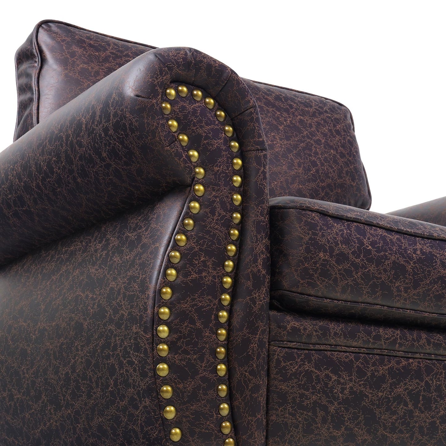 Couchus Living Room Furniture Sets,Sofa Sets and Couch Sets for Living Room,Mid-Century Vintage Sofa Couches with Rivet Design (Brown, Single+Loveseat+3 Seater)