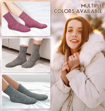 Pack of 5 Womens Thick Knit Warm Casual Wool Crew Winter Socks, Mixed Colors 1- 5 Pack,one size(fits shoe size 5-10)