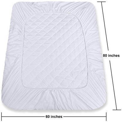 Utopia Bedding Queen 2 Pack Quilted Fitted Mattress Pad, Queen Size, Elastic Fitted Mattress Topper Protector and Cover Stretches up to 16 Inches Deep, Machine Washable (White)