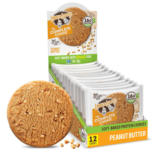 Lenny & Larry's Protein Cookie, [Peanut Butter], Chewy Soft Baked, 16g Plant Protein, Vegan, Non-GMO, High Fiber, 4 Ounce Cookie (Pack of 12)