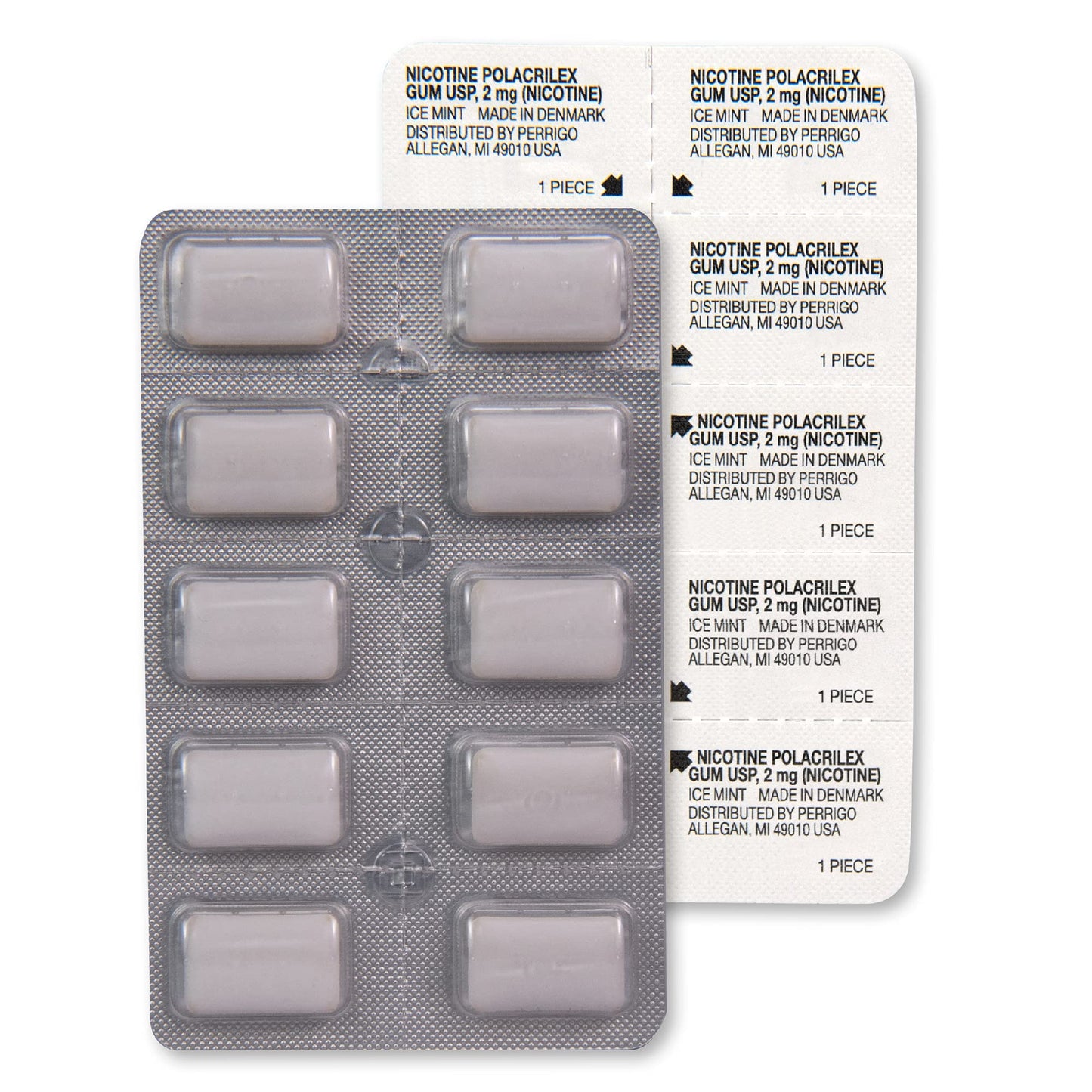 Amazon Basic Care Coated Nicotine Gum, 2 mg, Ice Mint Flavor, Stop Smoking Aid, 20 Count