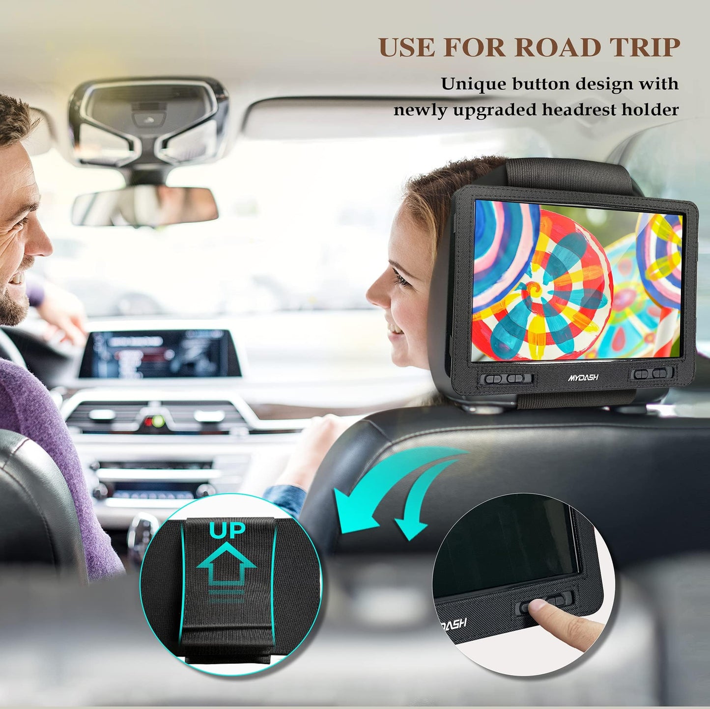 MYDASH 12.5'' Portable  DVD  Player  with  Swivel  Screen – Rechargeable  Car  DVD  Player,  Portable & Travel,  Region‑Free  Personal  DVD  Player  Portable,  USB/SD  Support