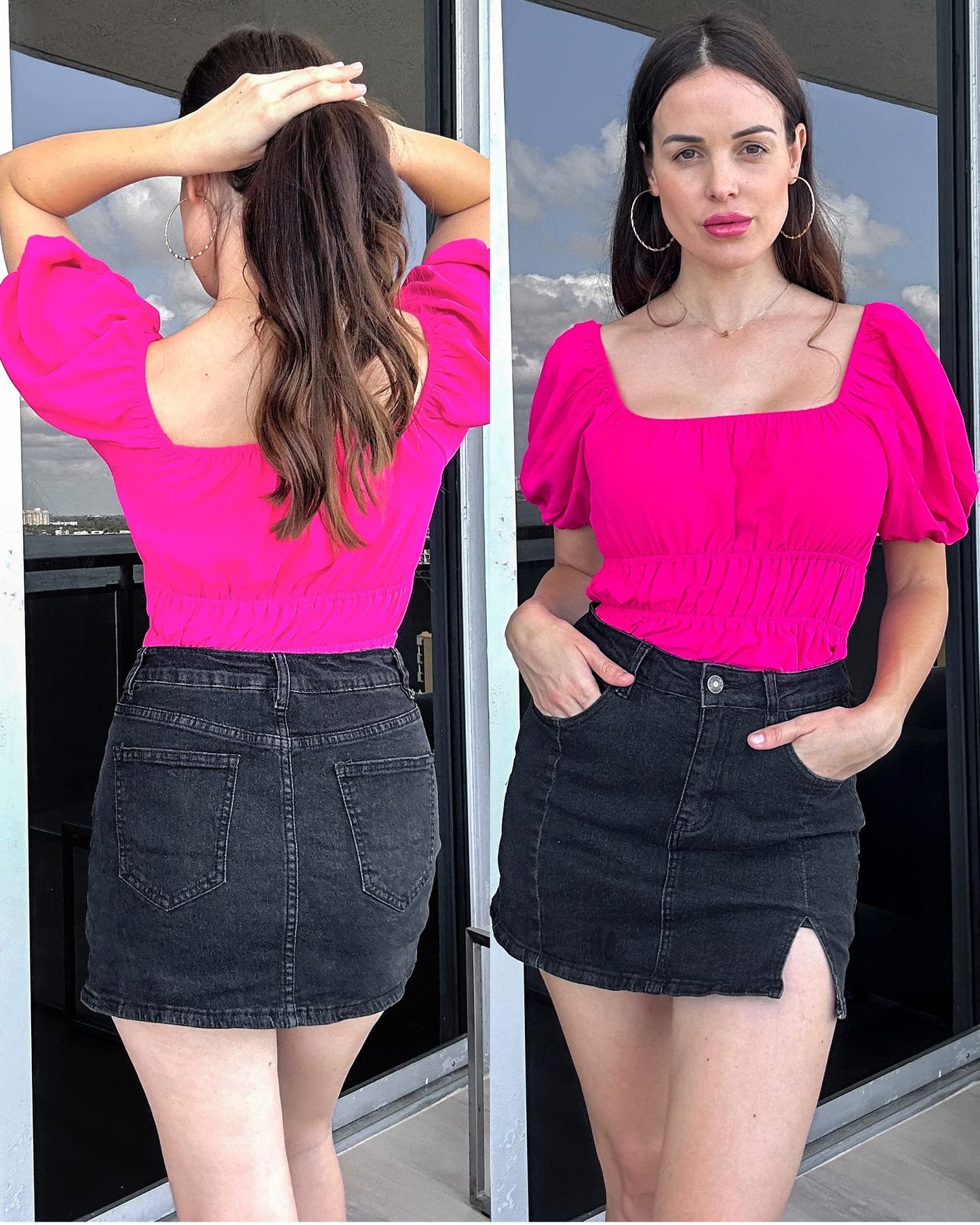 luvamia Skorts Skirts for Women Denim Mini Skirt Side Slit with High Waisted Jean Shorts Stretchy Black Skirt High Waisted Jean Shorts Denim Skorts Skirts for Women Casual Soft Black Size X-Small