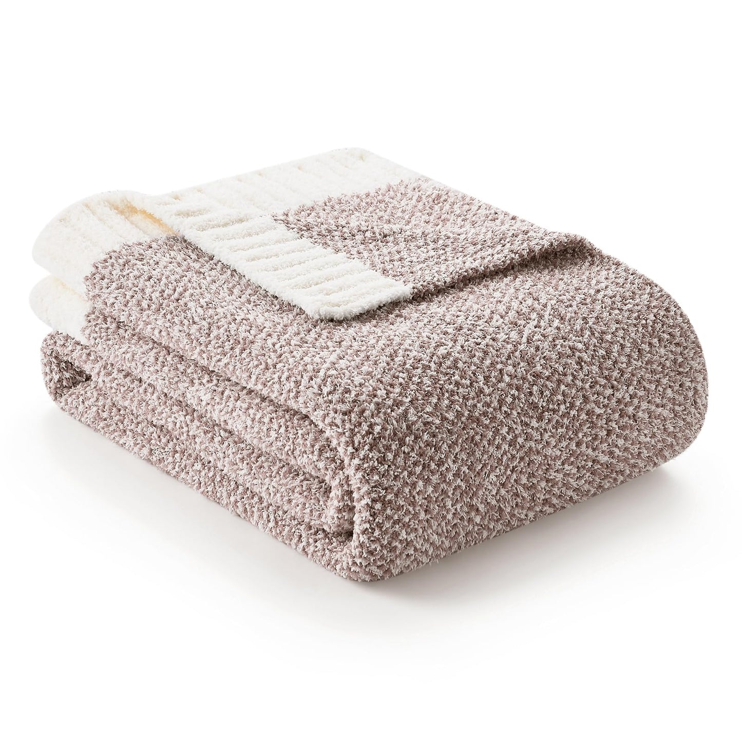 Snuggle Sac Taupe Blankets Twin Size, Reversible Super Soft Bed Blanket Warm Cozy Knit Fuzzy Plush Lightweight Blankets for Bed, Sofa, Living Room, Hotel, Heather Taupe, 60x80 inches