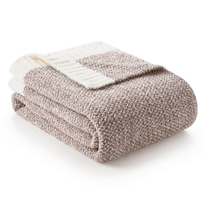 Snuggle Sac Taupe Blankets Twin Size, Reversible Super Soft Bed Blanket Warm Cozy Knit Fuzzy Plush Lightweight Blankets for Bed, Sofa, Living Room, Hotel, Heather Taupe, 60x80 inches