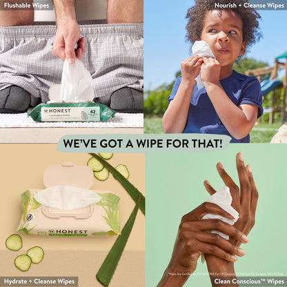 The Honest Company Clean Conscious Multi-Use Wipes | Hypoallergenic + Unscented for Sensitive Skin | Over 99% Water, Compostable, Plant Based, Baby Wipes | Geo Mood, 576 Count