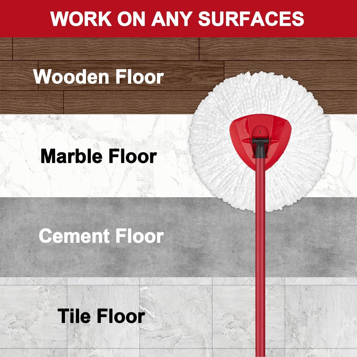 4 Pack Mop Heads Replacements for O-Ceda Easy Wrin Spin System, Microfiber Refills, Easy Cleaning Mop Repalce Head
