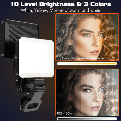 UBeesize Selfie Light for Phone, 80 LED Video Fill Light with Clip for iPhone, Laptop, 3 Light Modes 10 Level Brightness Portable Travel Light for Tiktok, Selfie, Vlog, Live Stream,Make Up,Photography