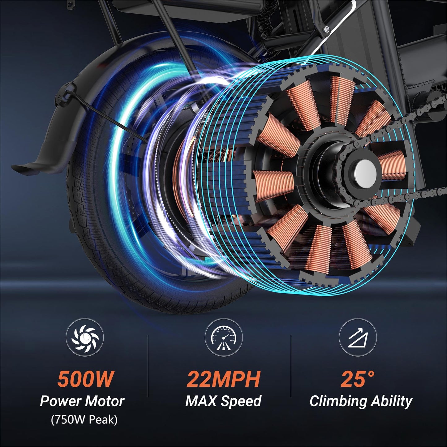 Electric Bike for Adults, 750W Peak Motor, 22 MPH Max Speed Folding Ebike, 499.2/748.8Wh Battery, 14" Electric Bicycles, Max 35/55 Miles Range (Pedal Assist Mode), Mini E Bikes (Y6-499.2WH-22Mph)