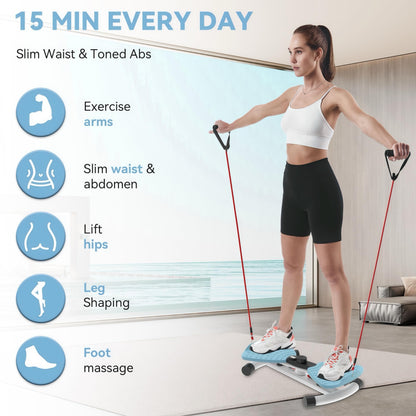Waist Twister Machine, Adjustable Exercise Twist Board for Women Men, Noiseless Ab Twister for Home Gym Equipment, 330 lbs Capacity | Track Time, Reps, Calories with Digital Display (Blue)