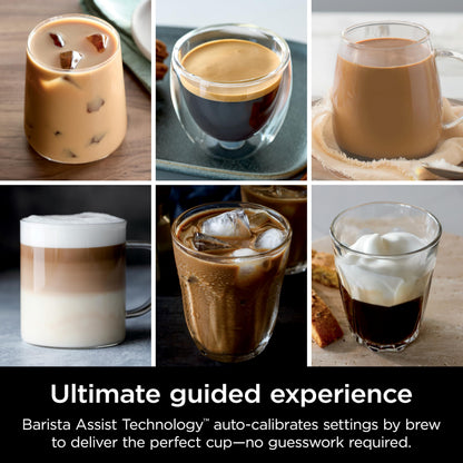 Ninja Luxe Café Pro Series, Espresso Machine, Drip Coffee, Cold Brew, Hot Water, Integrated Tamper, Built-in Grinder, Hands-Free Frother for Cappuccinos, Lattes, Americanos, Dairy or Non-Dairy, ES701