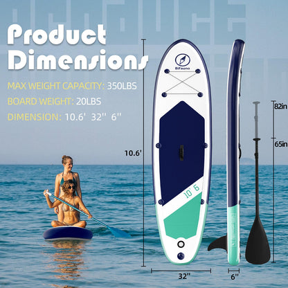 Inflatable Stand Up Paddle Board with SUP Accessories & Backpack. Paddle Boards for Adults. Non-Slip Deck, Wide Stance, Bottom Fin