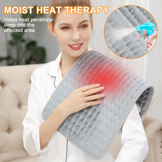 Heating Pad-Electric Heating Pads for Back,Neck,Abdomen,Moist Heated Pad for Shoulder,Knee,Hot Pad for Arms and Legs,Dry&Moist Heat & Auto Shut Off(Light Gray, 12''×24')