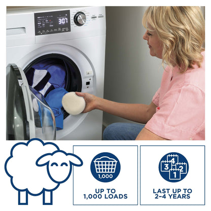 GE Appliances Wool Dryer Balls, XL Reusable Natural Fabric Softener Made of 100% Pure New Zealand Wool, Set of 3
