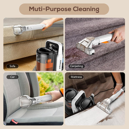 Ailltopd Carpet & Upholstery Spot Cleaner, Powerful Suction & Portable Spot Remover, Deep Stain Cleaning for Carpet, Pets, Stairs, Car Seat, Couch, with Dual Size BrushHead and Cleaning Solutions