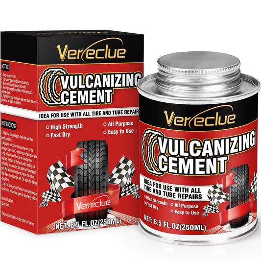 Chemical Vulcanizing Cement, All Purpose Tire Repair Vulcanizing Cement, Clear Rubber Cement Tire Repair Glue, Tire Patch Glue with Brush Top Can for Car, Motorcycle, Bike Tires (8.5FL.Oz)